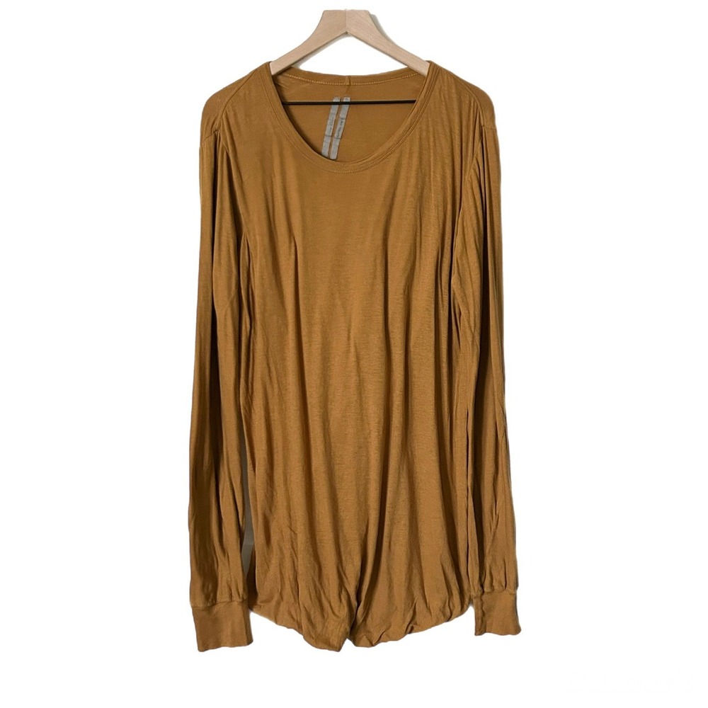 Rick Owens Glitter FW17 Topaz Mustard Brown Double Long Sleeve Tee Size XL